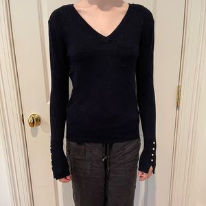 Navy blue long sleeve sweater from Zara. Gold buttons on the arms.